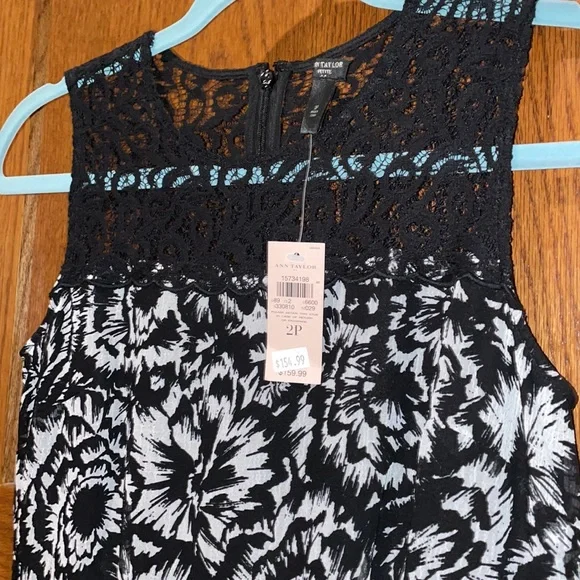 Ann Taylor Petite Black and White Floral Lace Dress - Picture 8 of 10